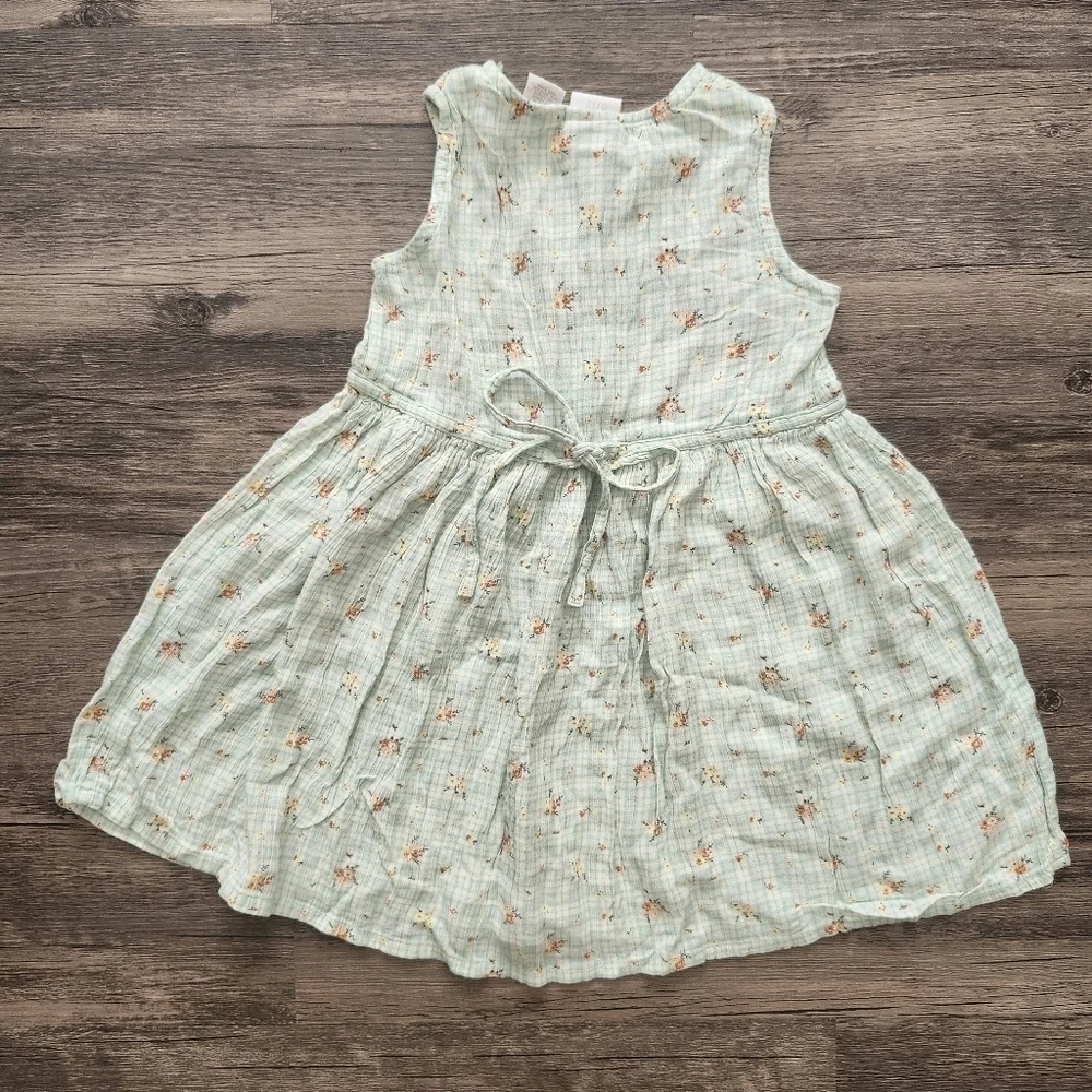 GAP Green Floral And Plaid Dress